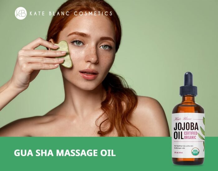 Kate Blanc Cosmetics Jojoba Oil for Hair, Face & Skin. Gua Sha Oil for Face Massage & Dermaplaning (2oz, Organic, 100% Pure, Natural) - Image 3