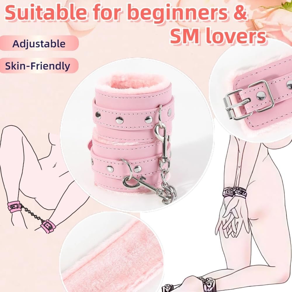 BDSM Restraints Bondage Kits 13 Pcs Sex Toys for Beginner Handcuffs Ankle Cuffs Collar Blindfold Anal Toys Play Adult SM Games for Couples - Image 5