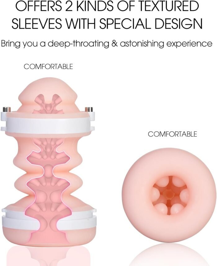 Automatic Male Masturbators Cup - Hands Free Visible Masturbator Cup Blowjob Machine with 10 Thrusting & 2 Realistic Sleeves & Wearable Strap Adult Sex Toys for Men Pleasure | 50db Quiet - Image 3