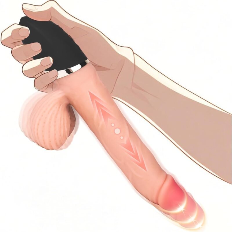 Thrusting Dildo Vibrator with Swinging Balls,9.64" Realistic Dildos Sex Machine with 8 Vibrating and 3 Thrusting Modes, Silicone Dildo Sex Toys for Women and Couple G-Spot Anal Vagina Stimulation