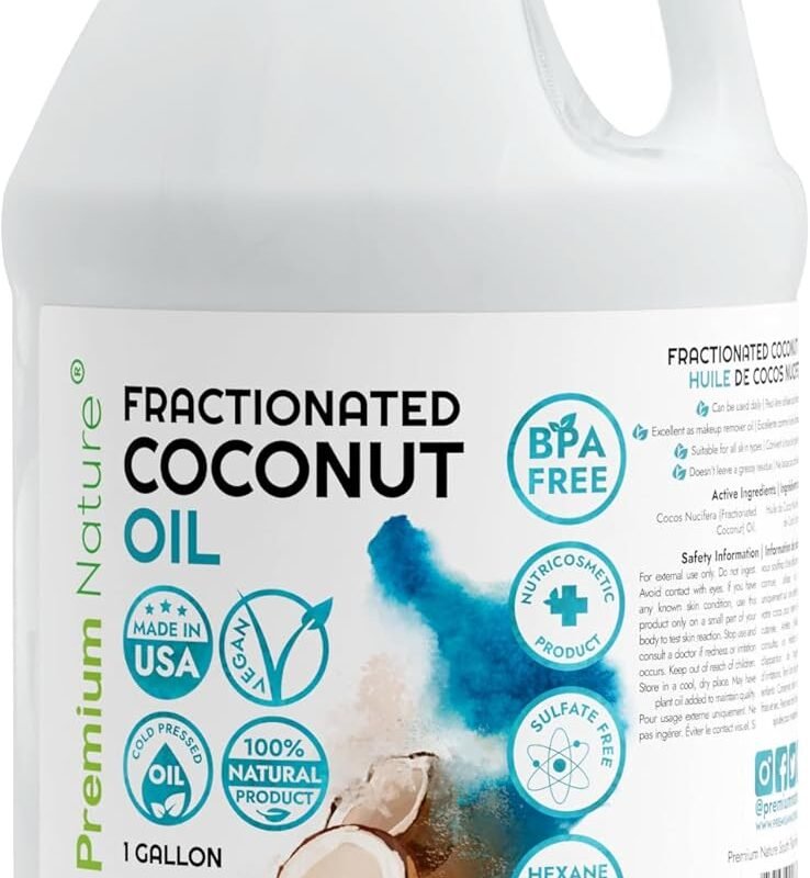 Fractionated Coconut Oil for Massage Cold Pressed Best Carrier for Essential Oils Mixing for Women Dry Skin Moisturizer for Body and Hair 1 Gallon Bottle Bulk Size