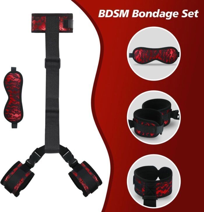 Wrist and Ankle Cuffs for Adult Play Sex Tied Up Handcuffs Tools for Women Sweatshirt Sex Furniture Hand Cuff Sex Restraints Bondage Kit Toys for Women Sex Tie Downs Under Mattress for King Bed FRC7 - Image 3