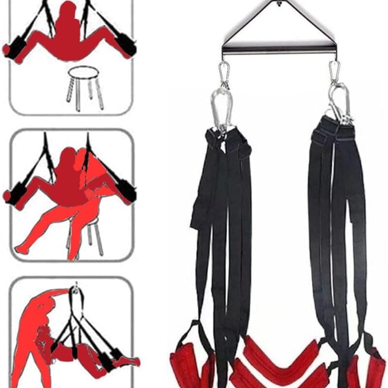 Heavy Ceiling Sex Swing Frame Sex Swivel Swing for Couple Ceiling Frame with Seat Restraints Bondage Adult Kit Hanging Swing with Stainless Steel Tripod Spring Yoga Sex Furniture Sex Toy