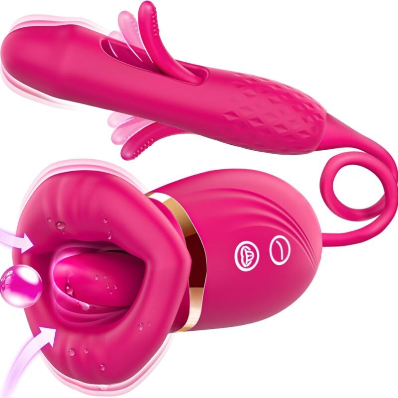 Vibrator Dildo Women Sex Toys - Mouth Rose Sex Toy Flapping G-Spot Vibrators with 10 Tongue Licking, Suction & Vibrations, Sovokn Sucking Vibrator for Clit Nipple Anal Stimulation for Women Couples