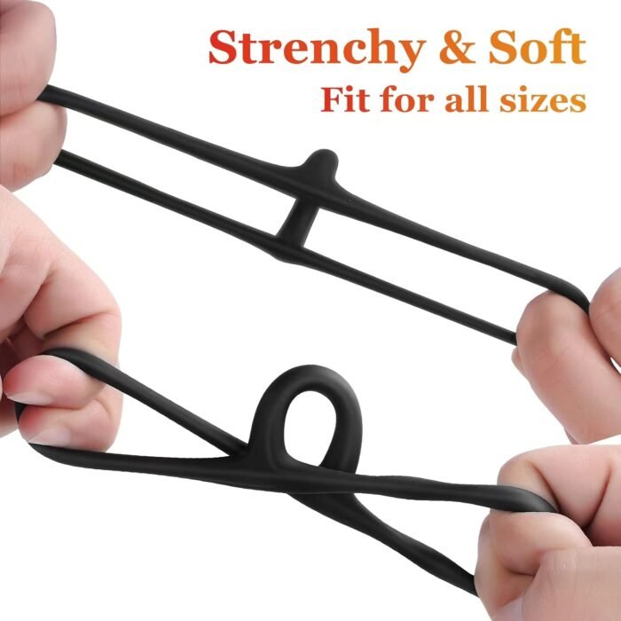 Silicone Penis Ring for Men, Adorime 3 in 1 Ultra Soft Stretchy Cock Ring Penis Enlargers Erection Tool, Sex Toy for Men - Image 3