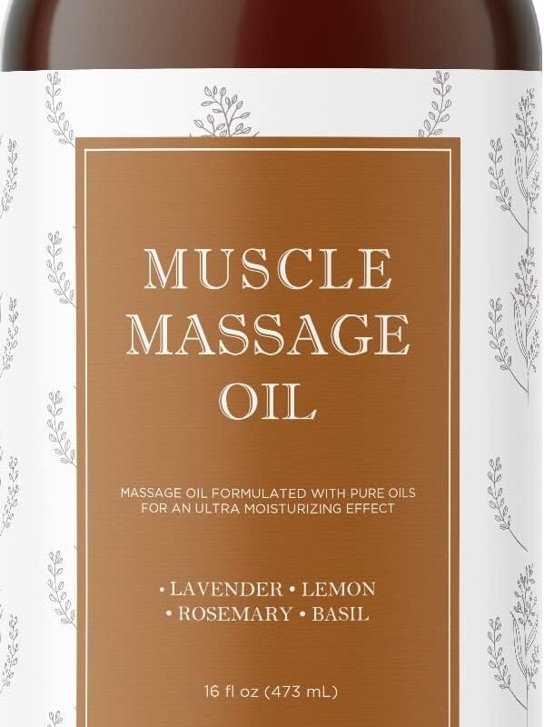 Sore Muscle Massage Oil for Body - Relaxing Massage Oil for Massage Therapy with Lavender and Rosemary Oils for Muscle Relief - Warming Massage Oil