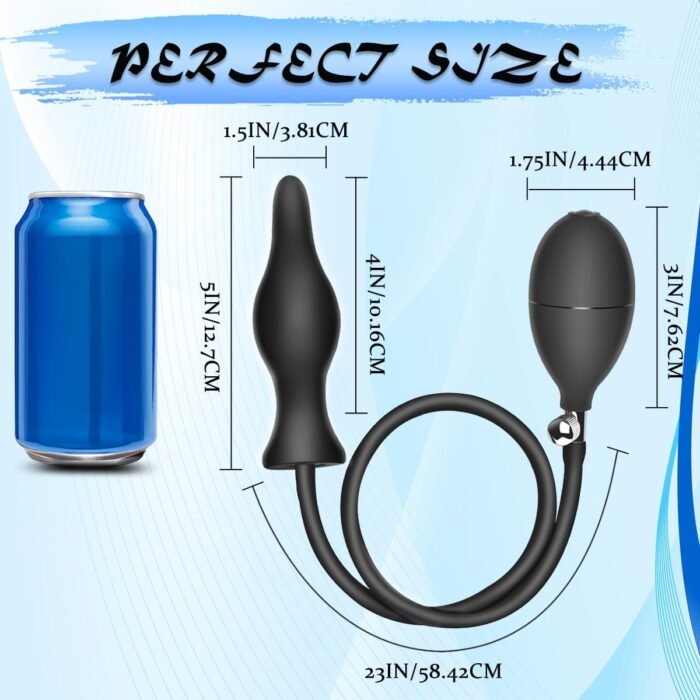 Sex Toys Silicone Inflatable Butt Anal Plug with Pump BDSM Anal Plug Expansion Training Kit Stimulation Anal Pump Plug Buttplug Anal Expert Sex Toy for Men Women Black, 59 cm, Ø 5-10 cm, 1 Piece - Image 6