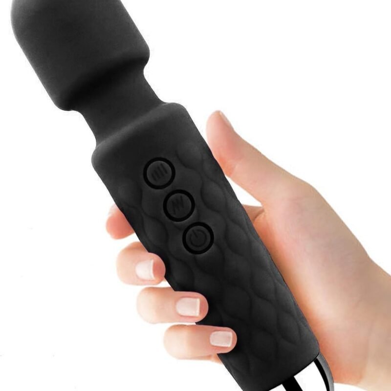 Cordless Wand Massger, Bolly Powerful Personal Massagers for Women with Multi Speeds for Therapeutic Muscle Aches and Sports Recovery-Black