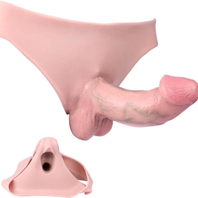 Harness Strap-On Dildo, Realistic Penis Sleeve Extender Cock Sleeves, Silicone Wearable Dildo Pants Anal G-Spot Stimulator Sex Toys Strap On for Men Gay Lesbian Couples