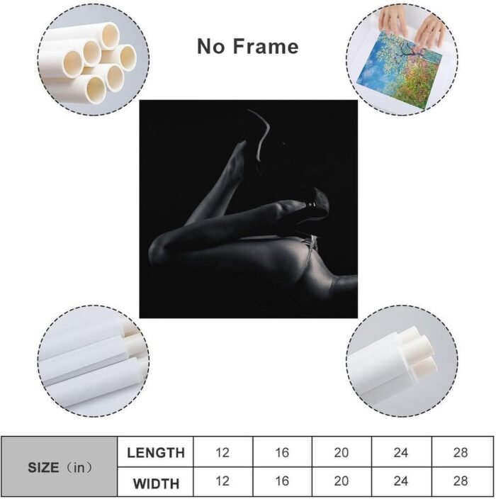 Female Body Print Erotic Canvas Prints Erotic Print Body Positive Art Black White Wall Art - Home Decor Living Room Bedroom Decoration Christmas Gift Canvas Wall Art Print Poster For Home School Offic - Image 2