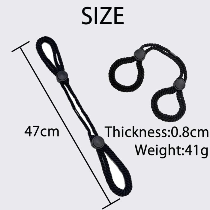 Bondage Restraint Kit Sex Ropes Straps Handcuff Bracelets Ankle Cuffs BDSM Toy Harness Collar Restraints Gear Accessories SM Bondaged Rope Cord Toys Self Couple Handcuffs for Couples Male Play Black - Image 7