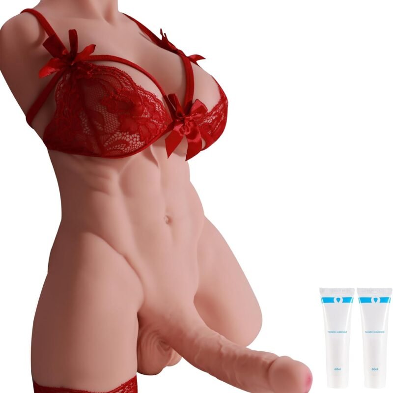 19LB Male Sex Doll for Women with 8in Flexible Huge Dildo, Realistic 3D Male Sex Doll Torso with Tight Anal for Women Gay Lesbian and Couples Masturbation