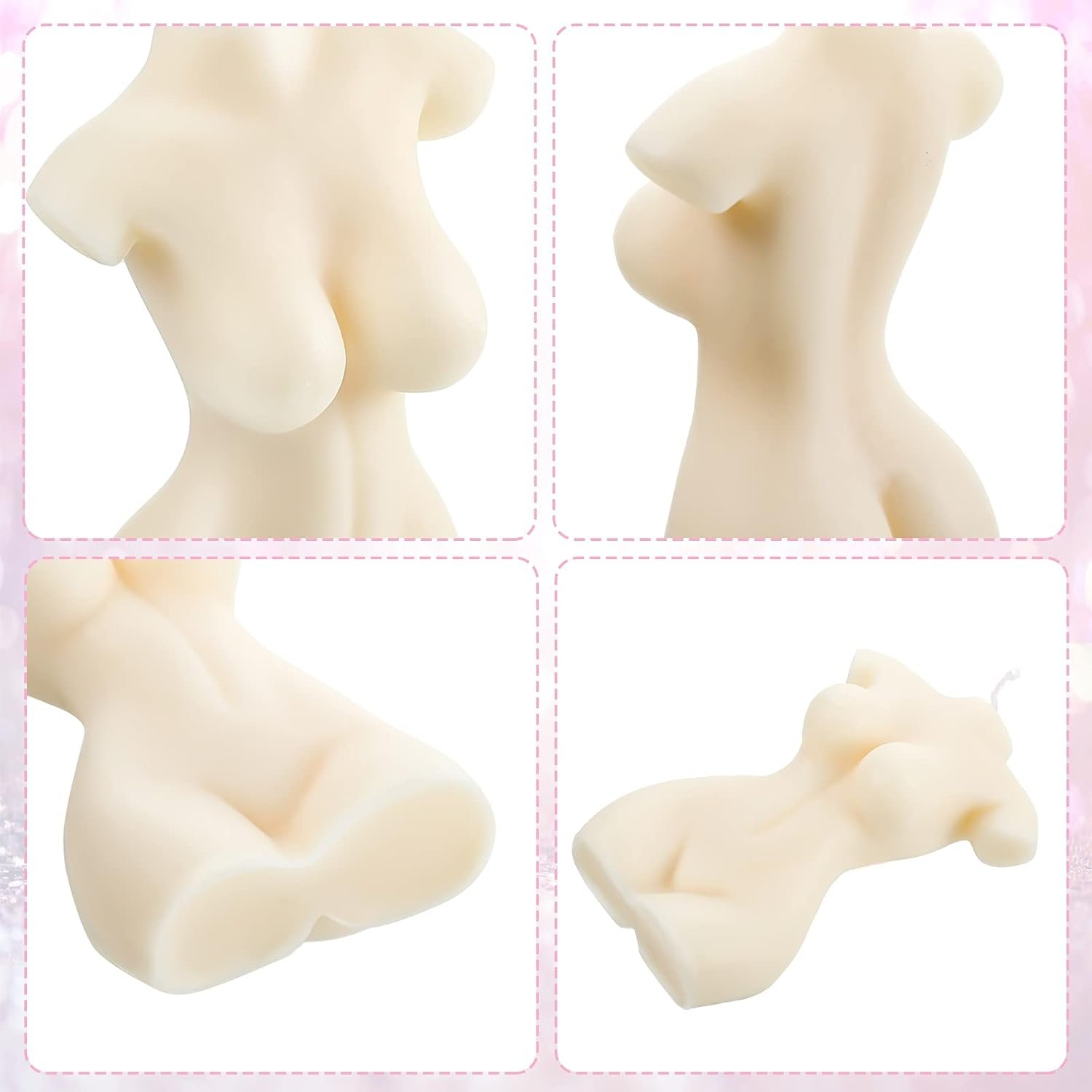 2 Pieces Female Body Shaped Soy Candle Woman Bust Candle Home Decoration for Christmas Bedroom Bathroom Aesthetic Decoration(White) - Image 3