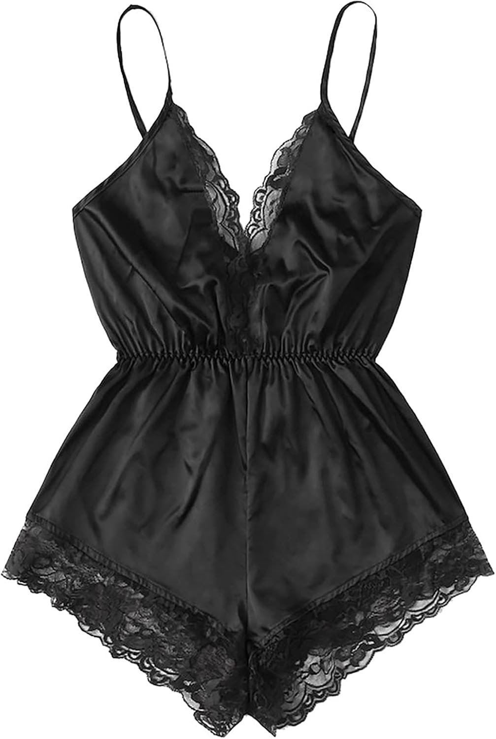 Women's One Pc Sexy Lace Lingerie Set Silk V-neck Pajamas Sleep Lounge Sex Stuff For Couples Kinky For Sex Play Naughty-