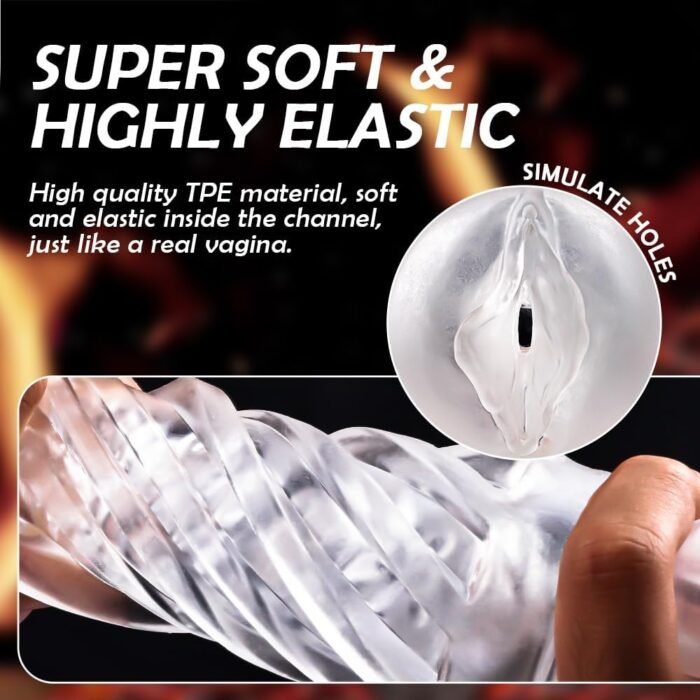 Male Masturbator Sex Toy for Men - Portable Transparent Manual Sucking Pocket Pussy Masturbation Cup with 7.5“ Depth Lifelike Textured Vagina Blowjob Masturbating Stroker - Image 5