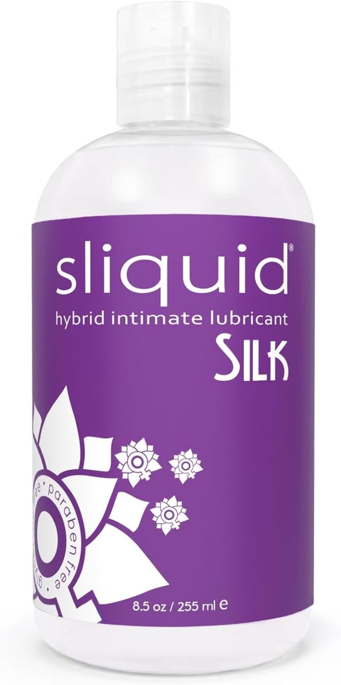 Sliquid Silk Intimate Lubricant - Silicone & Water-Based Lube Blend for Women/Men/Couples, Hypoallergenic Lube, Hybrid Silicone Lube & Water-Based Lubricant, Waterproof, Unscented, 8.5 Fl Oz