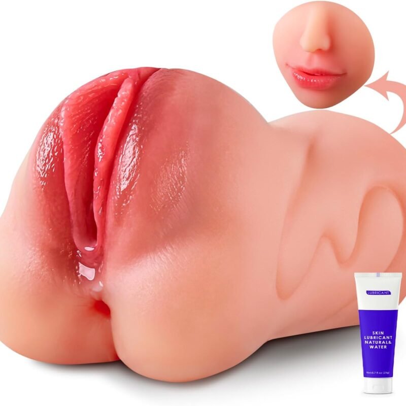 Male Masturbator 3 in 1 Pocket Pussy - Isskis Male Sex Toys 3D Realistic Textured Three Channels & Mouth for Man Masturbation, Male Stroker with Teeth and Tongue Adult Toys for Men Penis Training