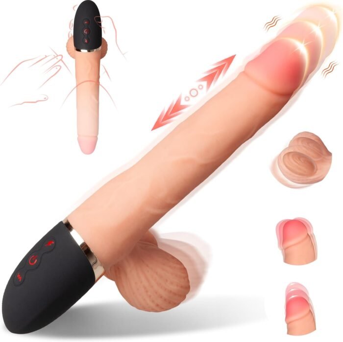 Thrusting Dildo Vibrator with Swinging Balls,9.64" Realistic Dildos Sex Machine with 8 Vibrating and 3 Thrusting Modes, Silicone Dildo Sex Toys for Women and Couple G-Spot Anal Vagina Stimulation - Image 8