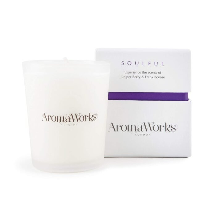 Soulful Soy Wax Candle - Frankincense, Juniper Berry and Patchouli Aromas - Relax, Clarity & Time Out - Natural, Vegan, Cruelty Free - Small 2.64oz