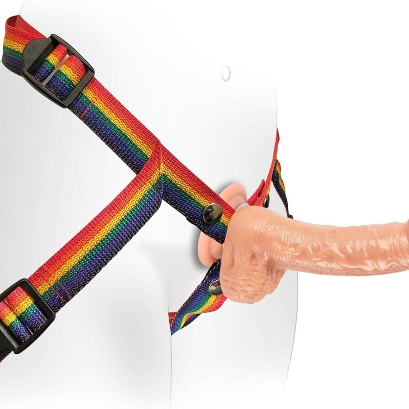 Strap-on Realistic Silicone Dildo, Wearable Sex Harness for Couple Pegging, Women Lesbian Female Masturbation, Sex Fun, 8.7'', (No Vibrations)