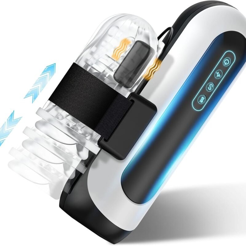 Automatic Penis Pump Male Sex Toy Sex Toys for Men Automatic Male Masturbator,Male Sex Toys with 6 Types of Piston Modes 5 Speed Changes + 10 Vibrating (Black&White)