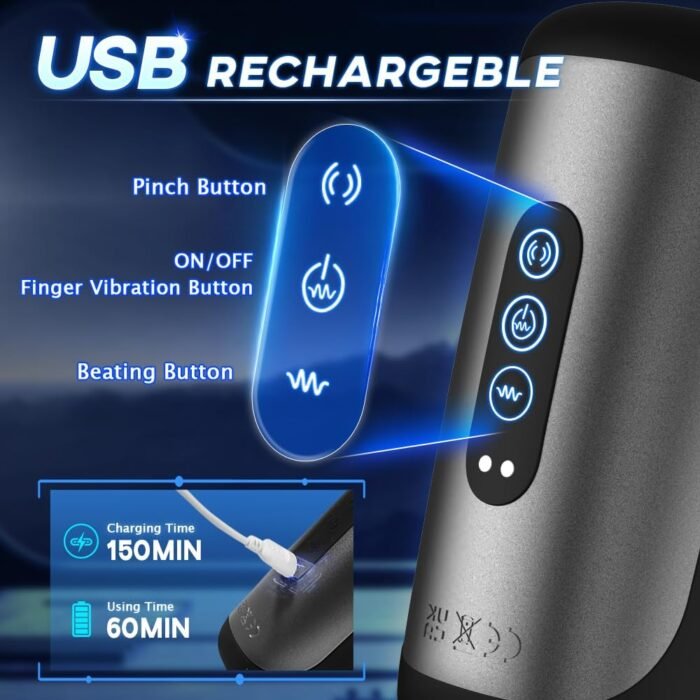Male Masturbator Penis Training Male Vibrator with 10 Finger Massaging & Tapping & Vibrating Male Stroker Penis Trainer Glans Stimulator for Training & Prolong Endurance Adult Sex Toys & Game for Men - Image 7