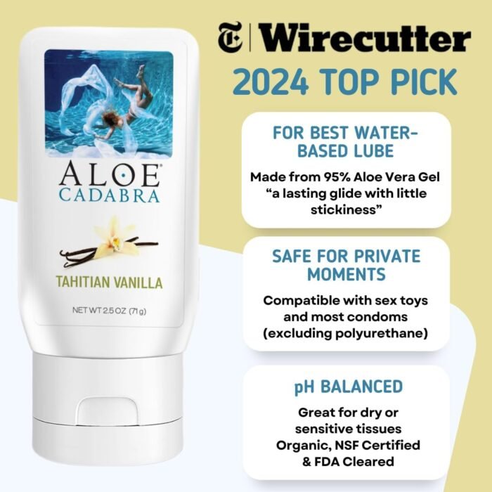 Aloe Cadabra Flavored Personal Lubricant and Vaginal Moisturizer, Organic Edible Aloe Lube for Men, Women and Couples, Non-Staining, pH Balanced, Toy Compatible (Tahitian Vanilla, 2.5 Ounces, 1 Pack) - Image 2