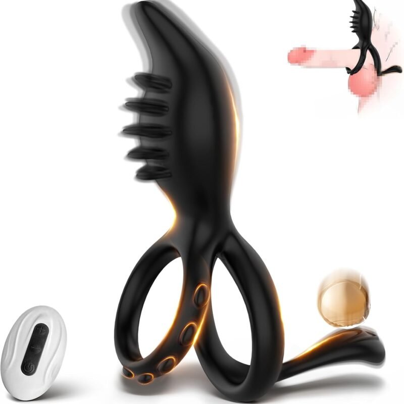 Remote Control Vibrating Cock Ring Clitoral Stimulator, 7 Vibration Penis Ring Vibrator for Men Erection, Silicone Adult Sex Toys for Men Women, Adjustable Perineum G spot Stimulation Couple Vibrator