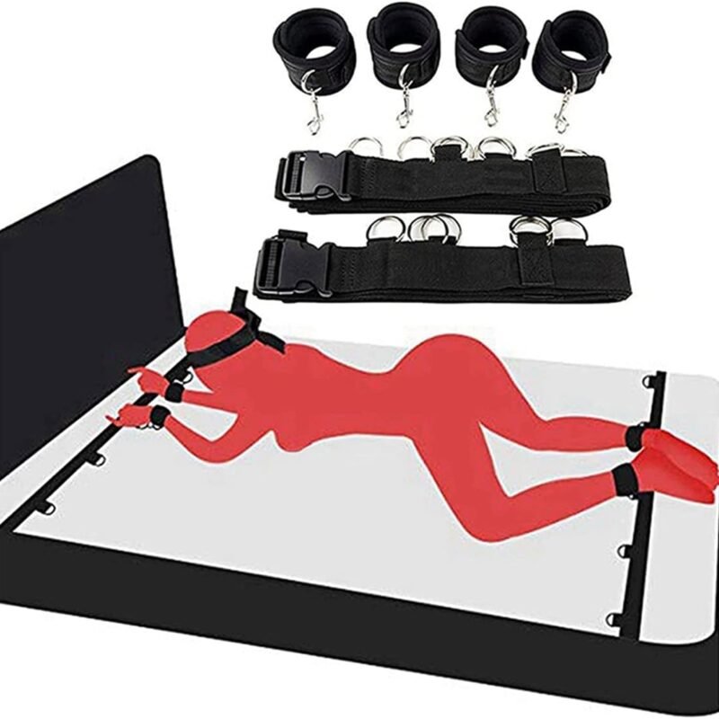 Wrist Ankle Spreader Bar Bed Restraints and Straps Sex Tie Downs for Adults Couples Under Mattress King Bed Bondage Restraints Sex Hand Cuff Set for Bedroom Bed Straps for Adult Play Women Sweater