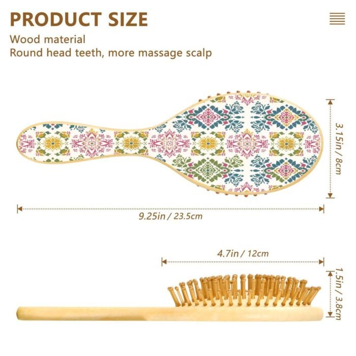 Nander Boho Exotic Detangling Hair Brush,Comfortable Scalp Massage Hairbrush for Hair Growth,All Hair Types for Women Men - Image 2