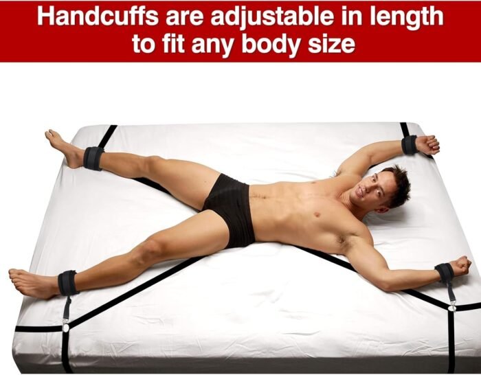 Bed Restraints BDSM Kit Super Easy Install, Wrist Ankle Cuff Multifunction Fetish Bondage Rope for Adults Women Couples Role Play Game Pleasure SM Tool - Image 6