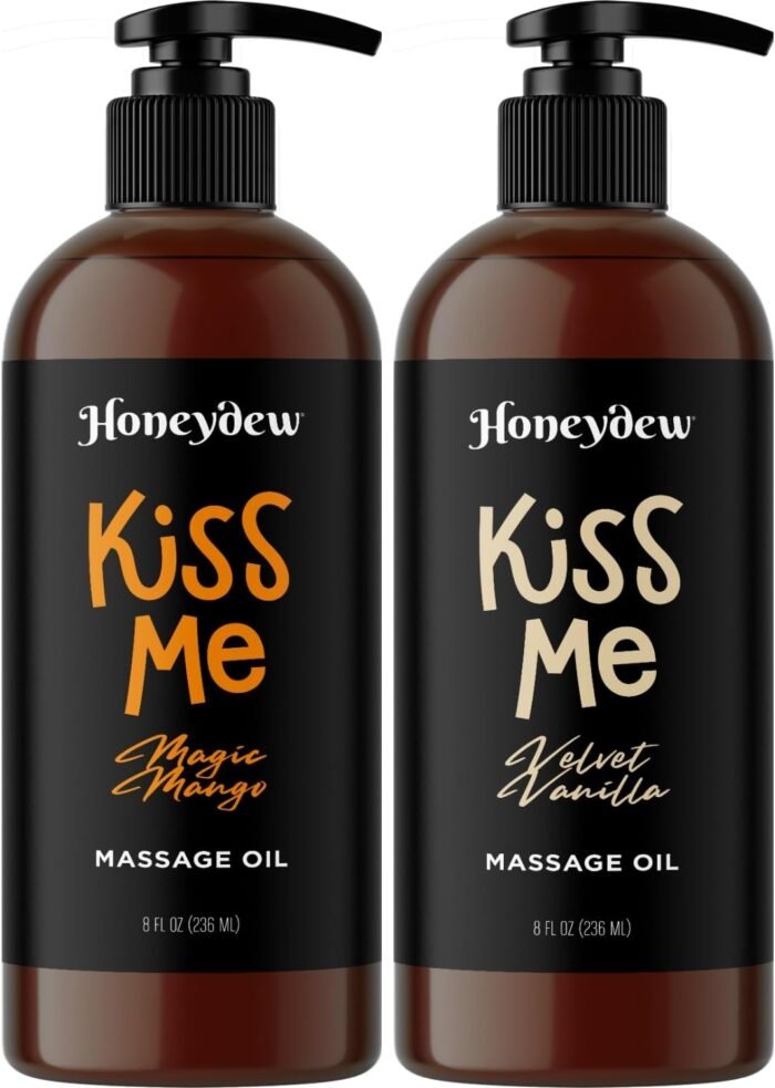 Sweet and Sensual Massage Oils for Couples - Mango and Vanilla Romantic Full Body Massage Oils with Sweet Almond Oil for Easy Gliding Special Moments - Therapeutic Grade Scented Body Oils