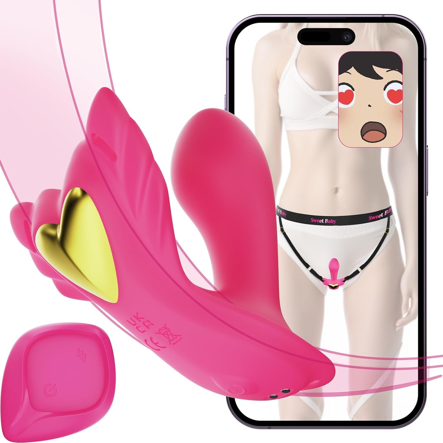 2025 New Elastic Wearable APP Remote Control Vibrator with 9 Vibrations Adult Sex Toys & Games, Female Sex Toy Vibrater Adult Toy, Butterfly Vibrators Sexual Pleasure Tools for Women Couples Sex Toys