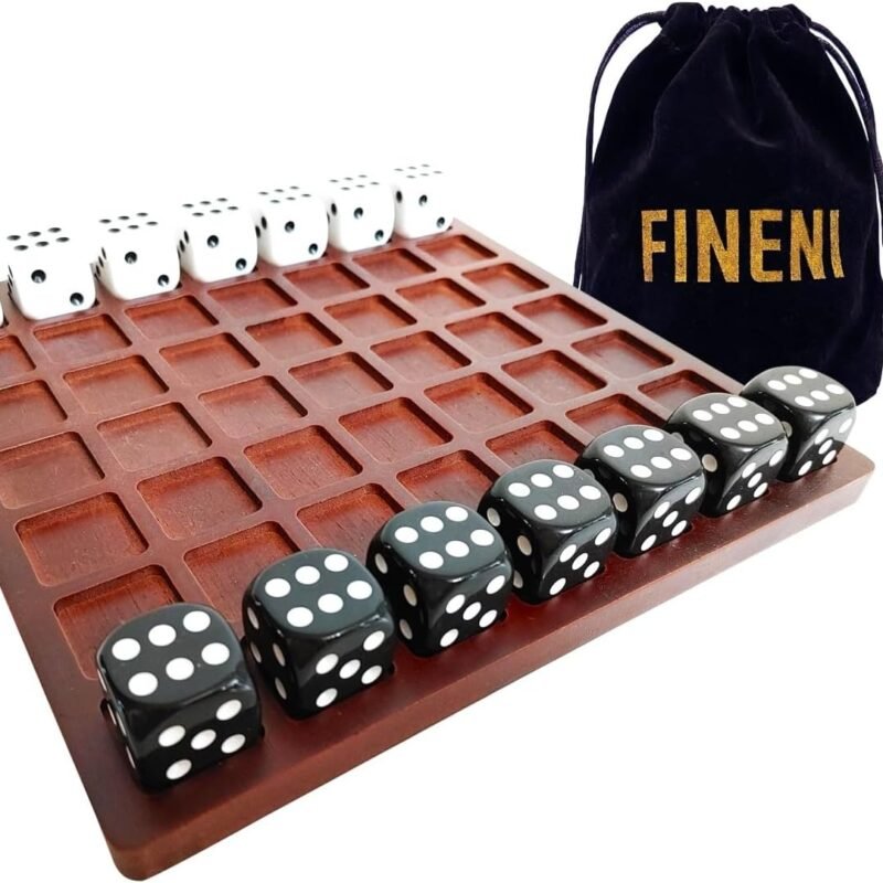 Dice Battle, 2 Player Board Games, Durable 2 Person Wooden Coffee Table Games for Adults, 2 Player Bar Dice Games, Indoor Tabletop Game & 2 Players Wood Table Top Dice Game (Single(2)/Brown)