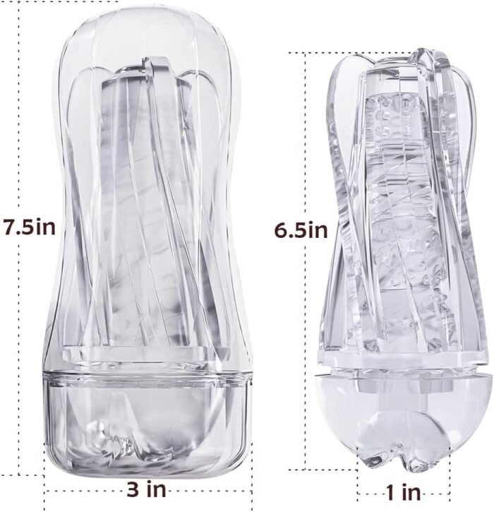 Male Masturbator Sex Toy for Men - Portable Transparent Manual Sucking Pocket Pussy Masturbation Cup with 7.5“ Depth Lifelike Textured Vagina Blowjob Masturbating Stroker - Image 6