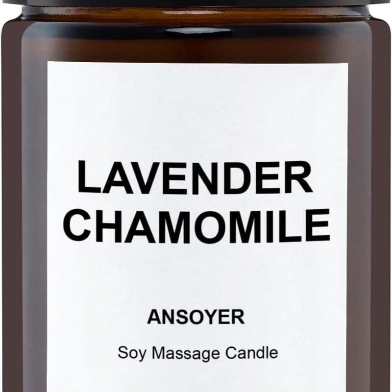 Massage Oil Candles, Massage Candles for Relaxation Gifts, Body Oil, Body Lotion, Edible Soy Wax + Hemp Seed Oil Based, Candle That Turns into Massage Oils, Jars- 7 OZ (Chamomile Lavender)
