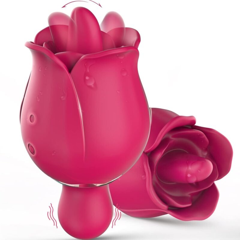 Rose Toy Vibrator for Women, Clitoral Tongue Licking Toy Mini Small Vibrators with 9 Modes & 9 Powerful Vibration, Waterproof Adult Sex Toys for Couples