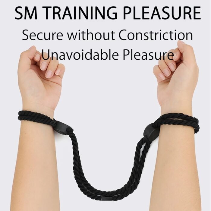 Bondage Restraint Kit Sex Ropes Straps Handcuff Bracelets Ankle Cuffs BDSM Toy Harness Collar Restraints Gear Accessories SM Bondaged Rope Cord Toys Self Couple Handcuffs for Couples Male Play Black - Image 3