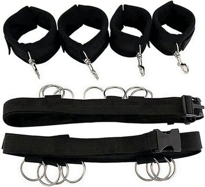 Wrist and Ankle Bed Restraints for Queen Size Bed Straps for Adult Play King Bed Bondaged Kit for Couples Sex Ties Hand Cuffs BDSM Set Furniture Bondage Restraints Sex Set for Bed Bedroom Hoodies - Image 4