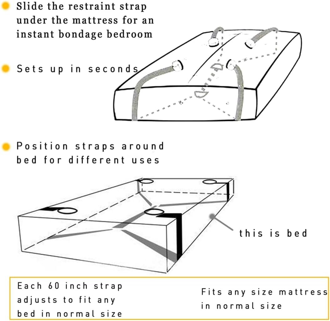 BDSM Bondaged Restraints kit for Couples King Bed Sex Ties for Ankles and Wrists Straps Adult Play Queen Size Bed Bondaged Rope Cord & Rope Leg Spreaders Bar Women Handcuff Set for Bedroom Sweater - Image 8