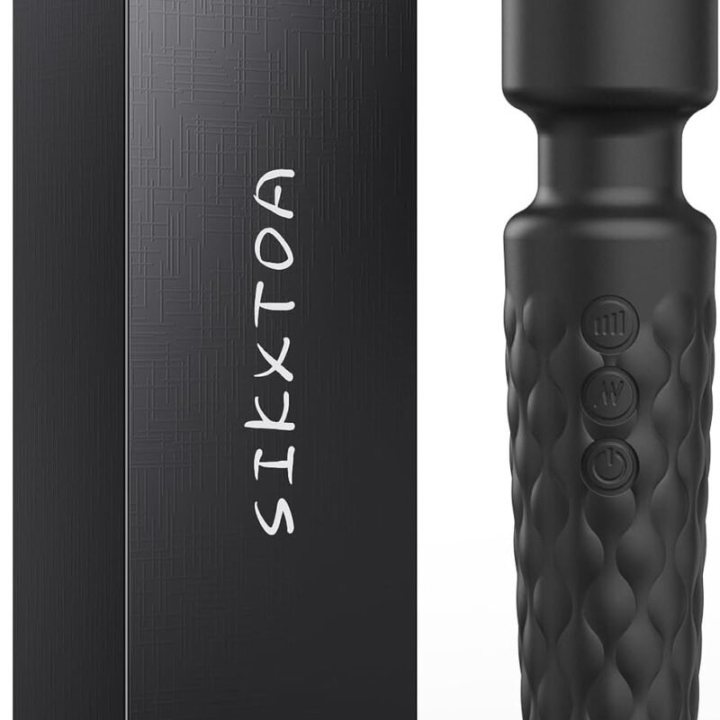 Vibrator Wand, Female Adult Sex Toys, Vibrators for Her, Wand Massager, Clit Stimulator Sex Toy, Dildo, with 8 Speeds of Pleasure & 20 Patterns, Powerful, Waterproof (Black)
