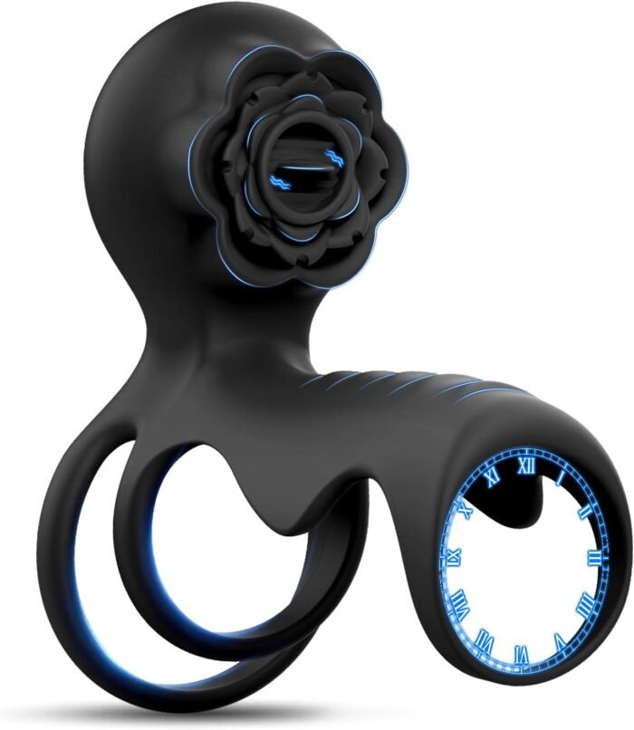 Vibrating Cock Ring Adult Sex Toys for Men, Pleasure Penis Ring with Rose Clitoral Vibrator Couples Sex Toys, 10 Tongue Licking Adult Male Sex Toy G Spot Vibrator for Men Female Couple