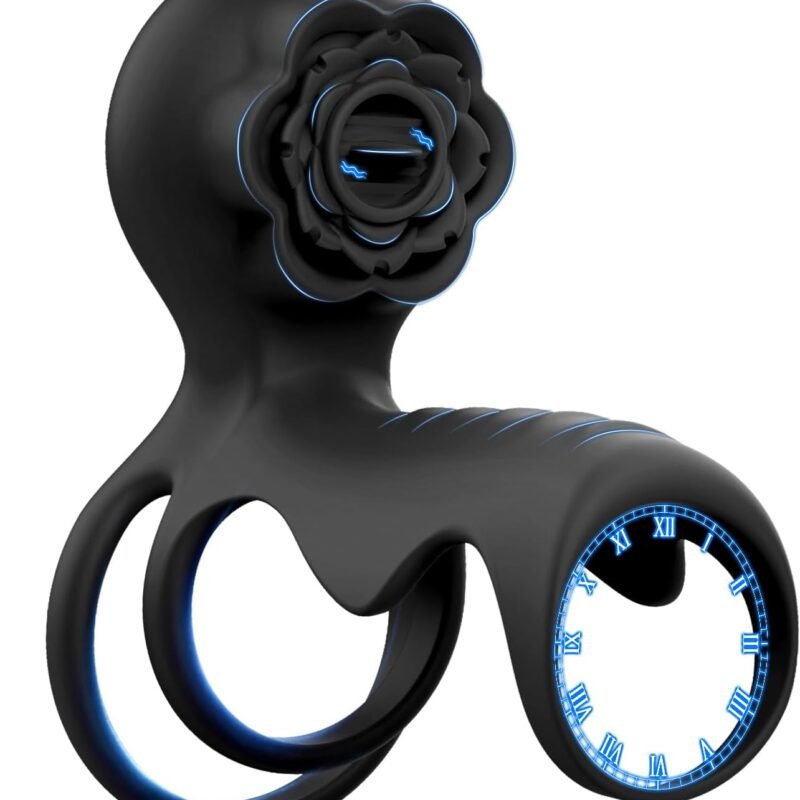 Vibrating Cock Ring Adult Sex Toys for Men, Pleasure Penis Ring with Rose Clitoral Vibrator Couples Sex Toys, 10 Tongue Licking Adult Male Sex Toy G Spot Vibrator for Men Female Couple