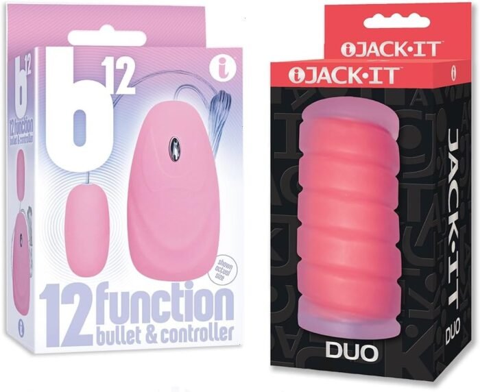 Sex Toy Couples kit of B12 Bullet, Pink and Icon Brands Jack-It Duo, Cherry