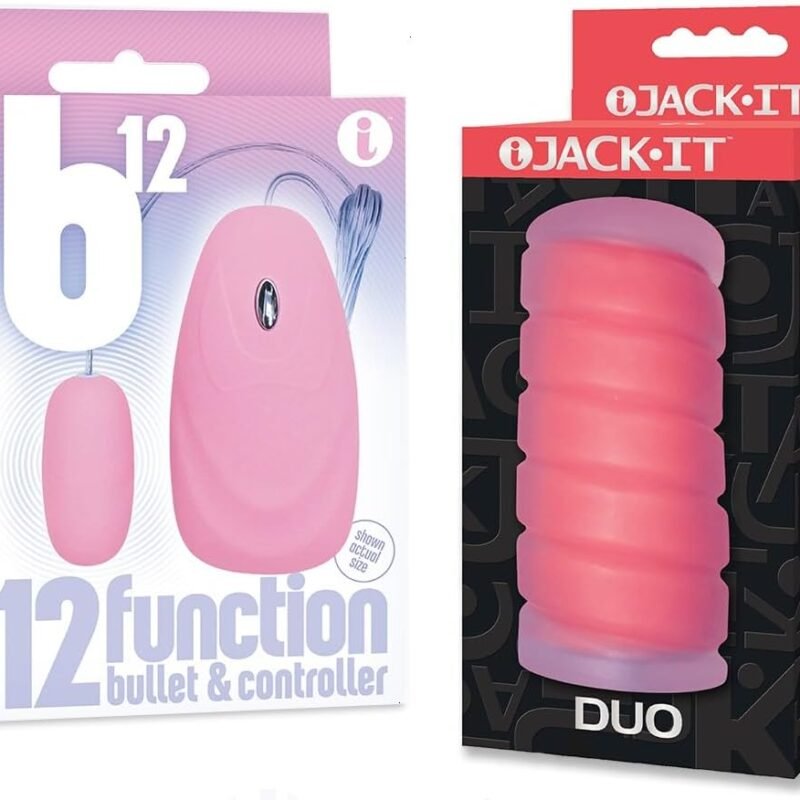 Sex Toy Couples kit of B12 Bullet, Pink and Icon Brands Jack-It Duo, Cherry