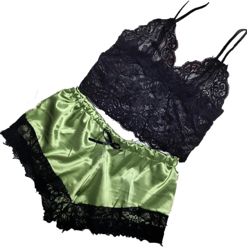 Borniu Women Pajamas Set Cami Sleepwear Lingerie V Neck Soft PJS Set with Shorts Nightwear Comfortable Loungewear A6