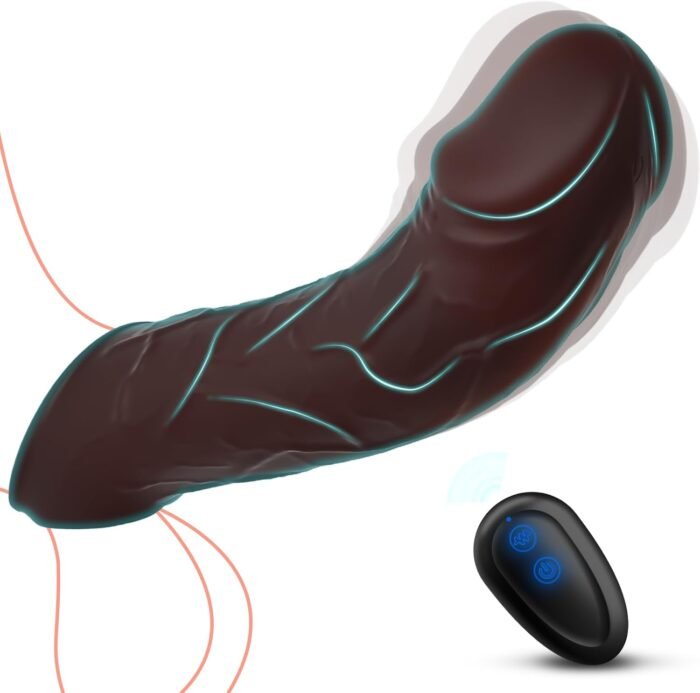 Vibrating Penis Sleeve Extender Cock Ring Sex Toys for Mens, Ultra-Soft Penis Enlargement with 10 Vibrations for Prolonged Erection, Pennis Enlarger Dildo Adult Toys for Men Couple - Brown