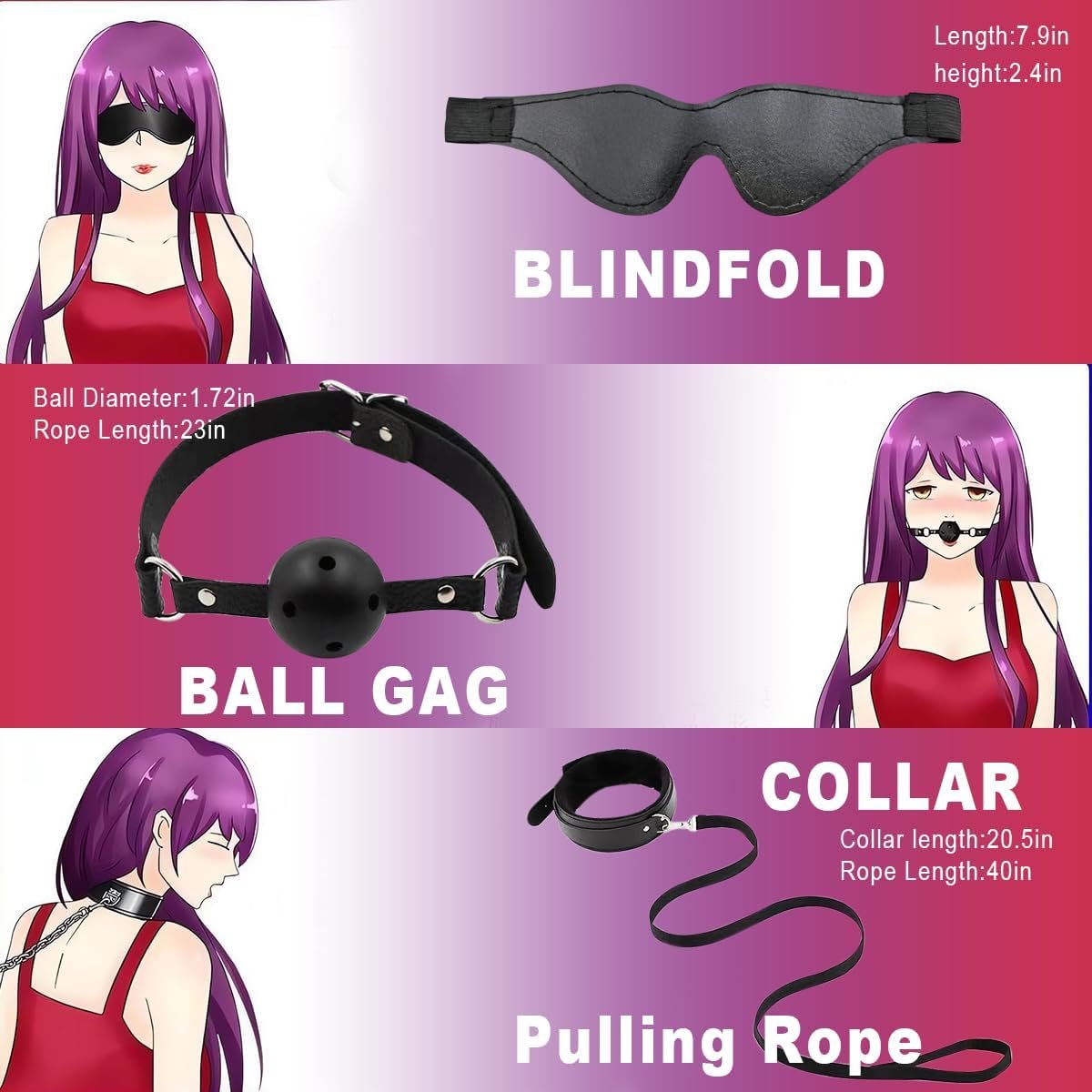 10Pcs Bondage BDSM Kit,BDSM Toys,Adjustable Bondage Set,Bondage Restraints for Couples Foreplay,Bondage Gear and Accessories for Seeking Adventurous Adult Fun,Sex Cuffs,Sex Toy Kit for Beginners - Image 3