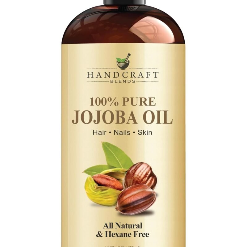 Handcraft Blends Jojoba Oil - Cold-Pressed 16 Fl Oz - 100% Pure and Natural Premium Grade Carrier Oil for Skin and Hair - Body Massage - Hexane-Free - Hair Relaxer for Tight Curls