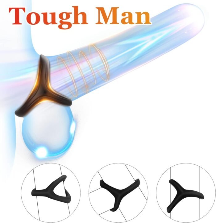 Silicone Penis Ring for Men, Adorime 3 in 1 Ultra Soft Stretchy Cock Ring Penis Enlargers Erection Tool, Sex Toy for Men - Image 2
